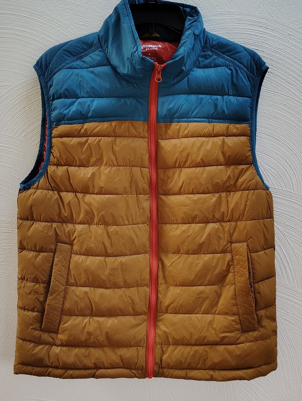 Arizona Puffer Vest Lightweight Women's Gold Turquoise Orange Zip Front Sz M